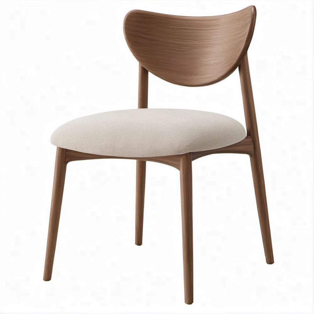 Sedia da pranzo in legno massello color noce e beige con seduta imbottita, 50 x 55 x 78 cm