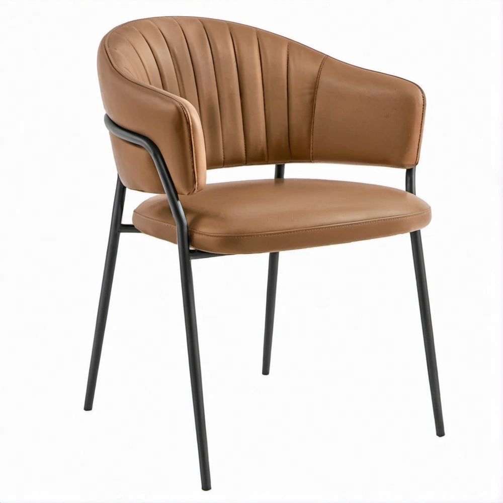 Sedia con braccioli Marrone e Nero in similpelle PU, 58 x 56 x 80 cm