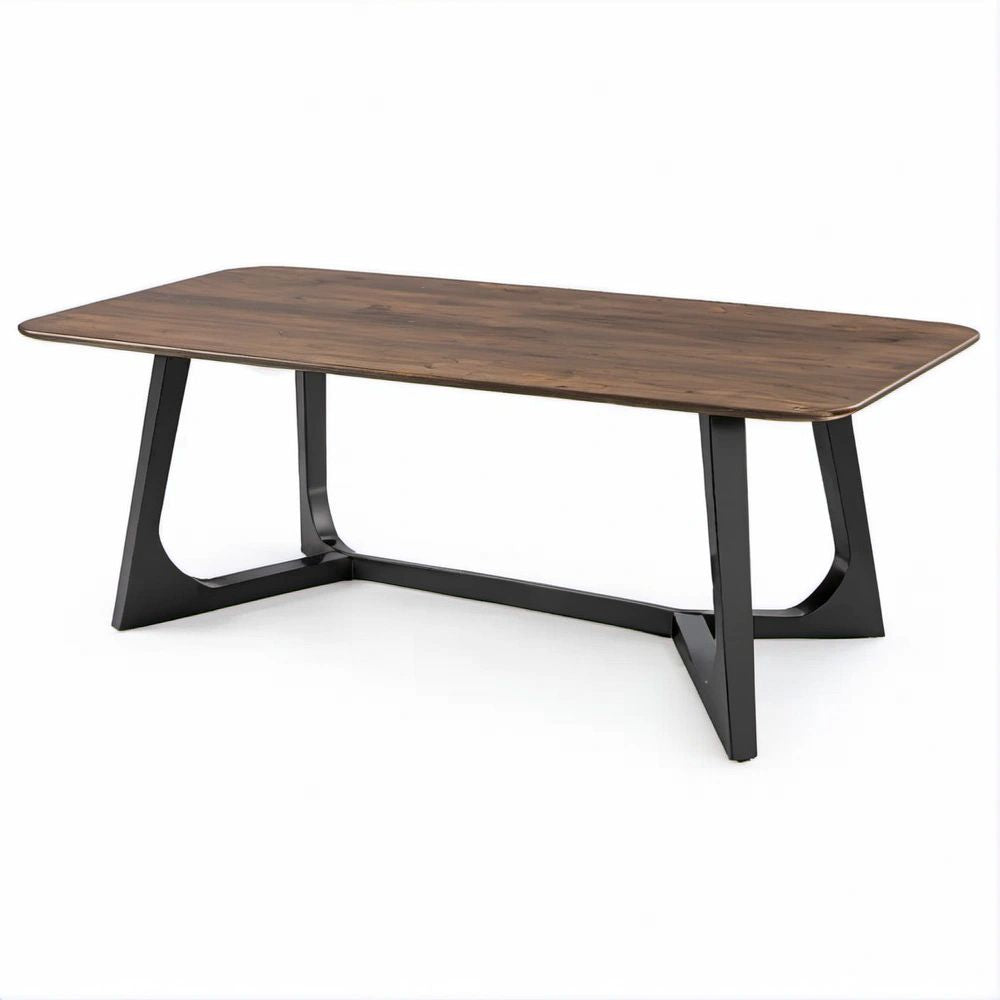 Tavolino rettangolare effetto noce con struttura nera 120 x 60 x 45 cm
