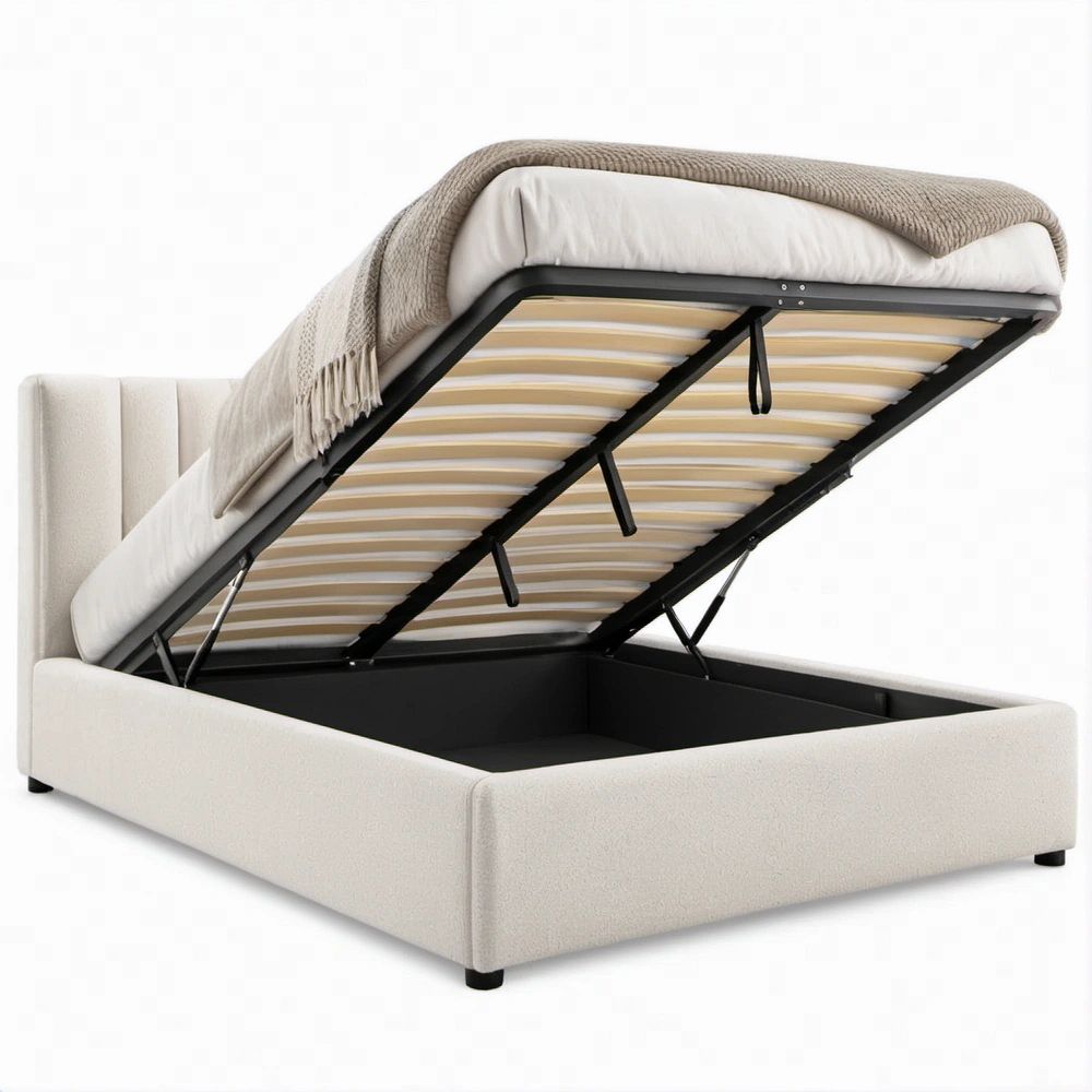 Letto matrimoniale con vano contenitore Beige e Nero, 160 x 200 cm
